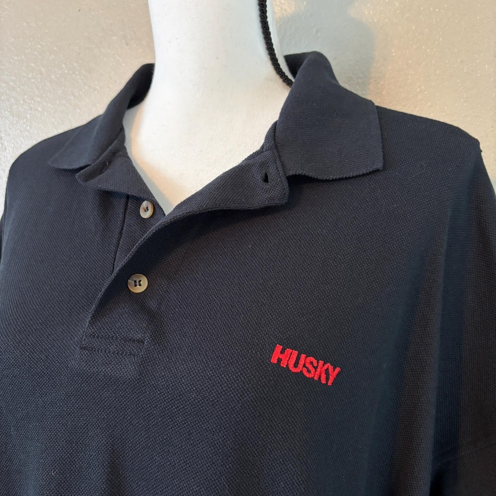 High Quality Recycled Cotton Polyester‎ Blend 90s Vintage Black Golf Polo 2XL - Picture 4 of 11